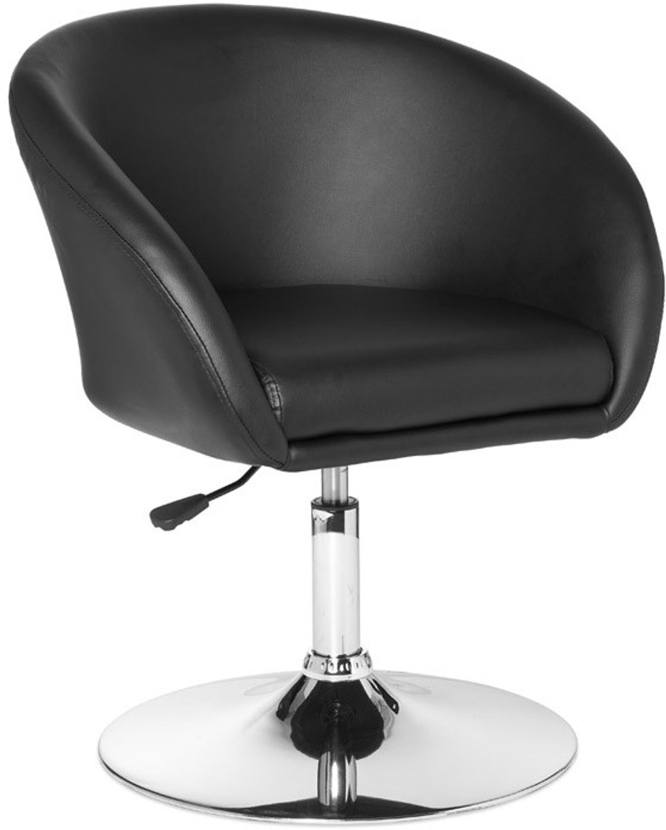 Ervesto SPM2.157 Relaxfauteuil - Loungefauteuil - Kunstleer Zwart - Draaifauteuil Met Tulpvoet - Verstelbare Zithoogte 44-56 Cm - Belastbaar Tot 120 Kg - Eetkamerstoel En Clubfauteuil