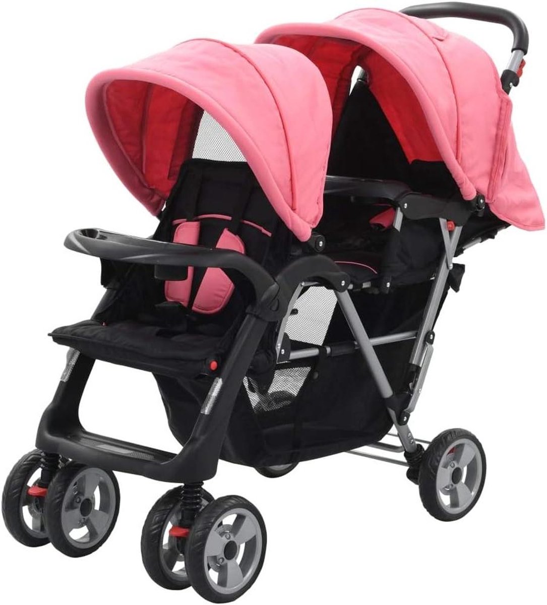 Dubbele Kinderwagen - Broerzus buggy - Wandelen met kinderen - Verstelbare rugleuning - 118 x 41 x 108 cm