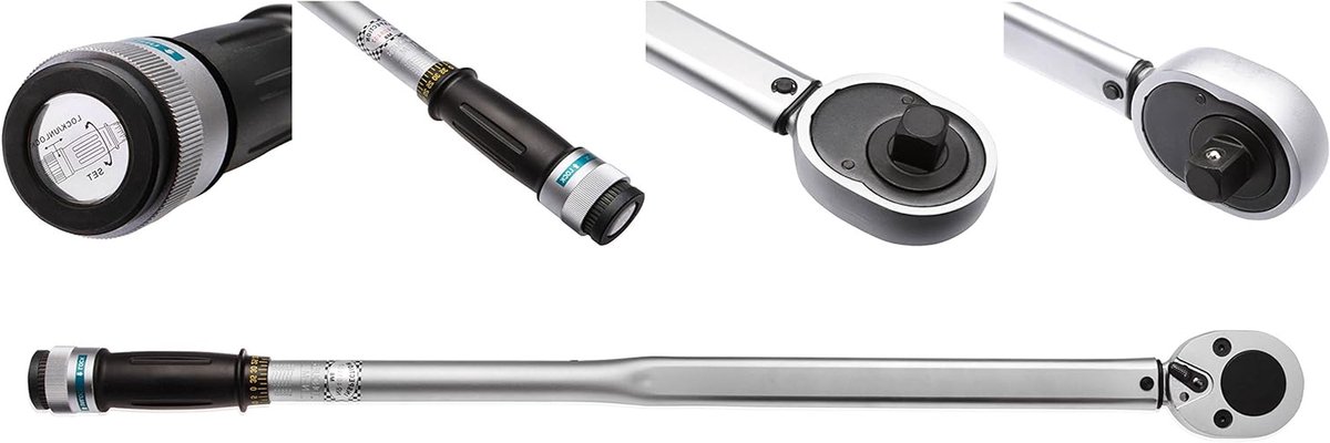 Momentsleutel - Draaikoop sleutel - Precisie Aandraaien - Werkplaatskwaliteit - 3/4 inch - Zilver Zwart