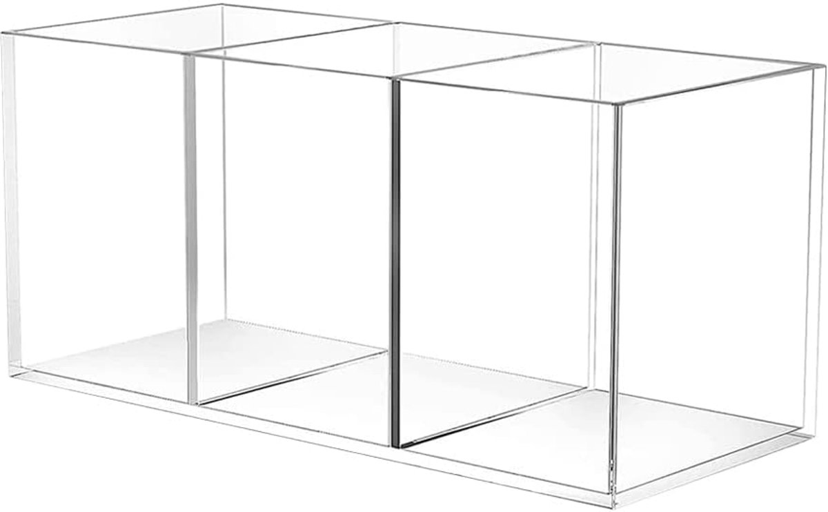 SnelShoppen - Transparante Acryl Pennenhouder met 3 Vakken, Vierkante Organizer, Doorzichtige Pennenkoker, Pennenbeker voor Kantoor en Kinderen, 20x8,