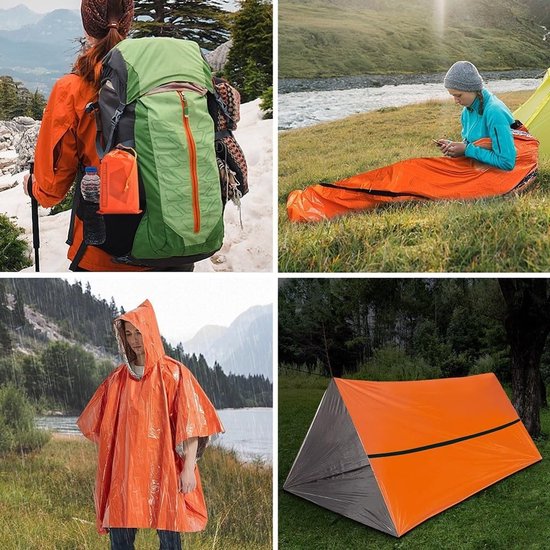 Inovra- Overlevingskit 3-in-1 - Waterdichte Regenjas - Slaapzak - Tent - Duurzaam PE-materiaal - Warmte-reflecterend ontwerp - Survivalkit van Inovra — afbeelding 3