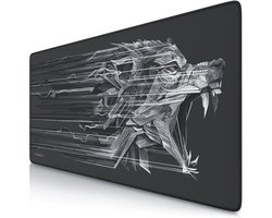 Thijox - XXL Gaming-muismat Titanwolf 900 x 400 mm - Stabiele Grip - Verbeterde Precisie en Snelheid - Onderlegger met Titanwolf-motief voor Gaming en