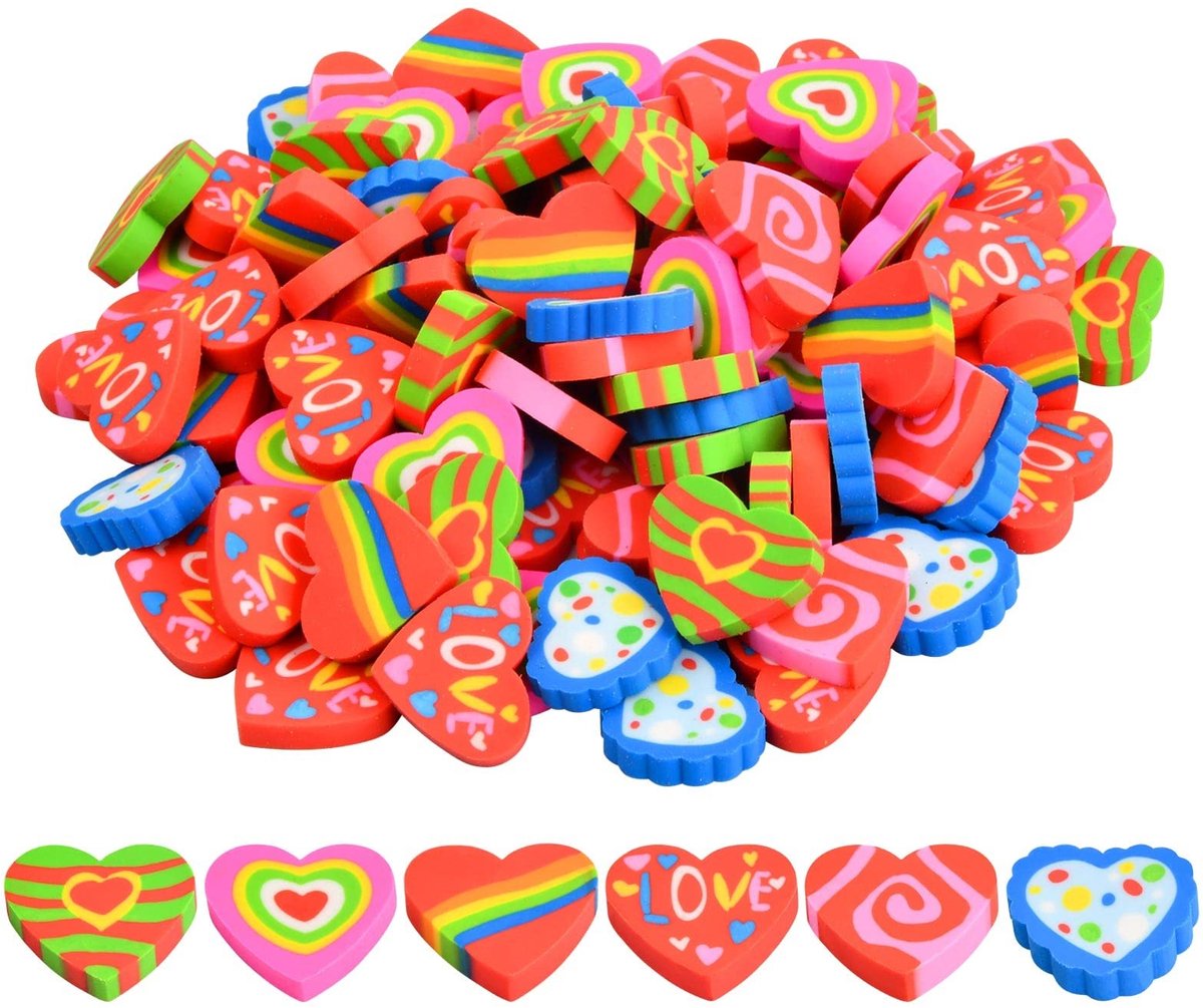 Inovra - Gummen voor kinderen - Liefdesvorm - Grappig en kleurrijk - 100 stuks - Beloningen en huiswerk - Geschikt voor klaslokaal