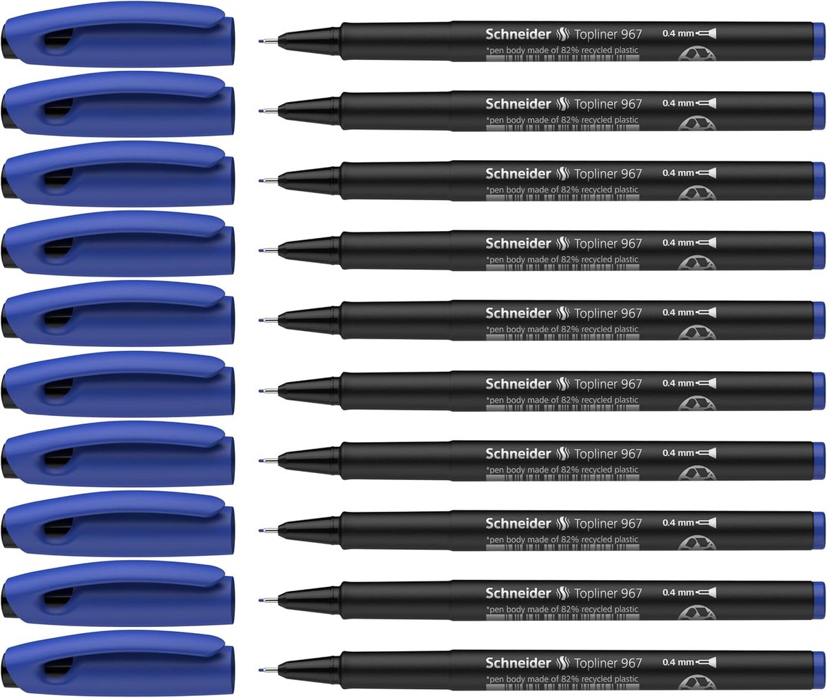 SnelShoppen - Fineliners 0,4 mm - Set van 10 Blauw - Topkwaliteit Schrijfgerei - Perfect voor School, Werk, Creatief Schrijven en Tekenen