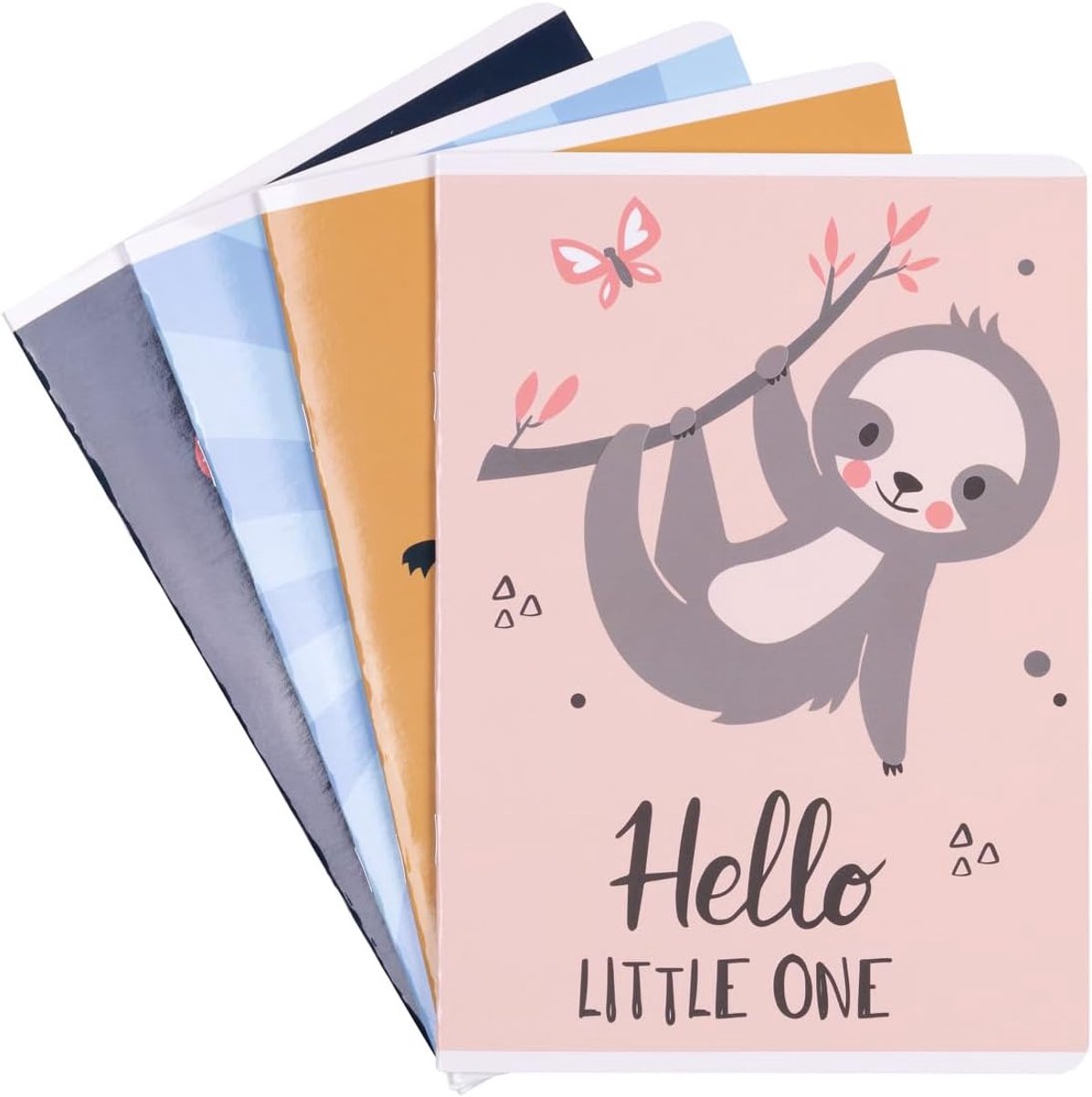 SnelShoppen - Schoolschrift A5 Gelinieerd 16/16 Vellen, 20 Stuks in Gemengde Motieven voor Kinderen, Eerste Schooldag, Zonder Rand, Witte, Perfect voo