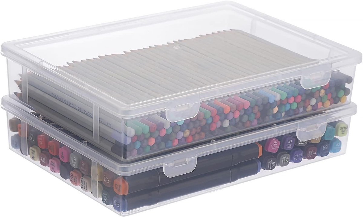 Set van 2 Draagbare A4 Opbergdozen met Deksel - Multifunctionele, Stapelbare Opberging voor Documenten en Brieven, Ideaal voor Kantoorbenodigdheden