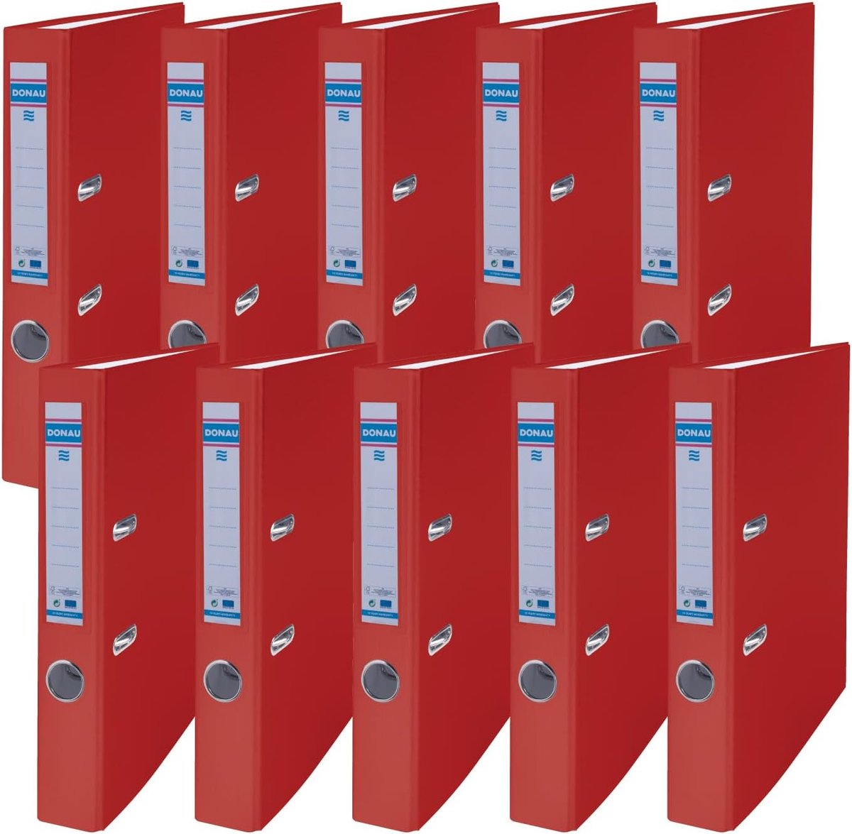 Thijox - Archiefmap Hendel DIN A4 5 cm - Pack van 10 - Rood - Kantoor Ringband met PP Cover en Versterkte Vingergat - FSC Goedgekeurd