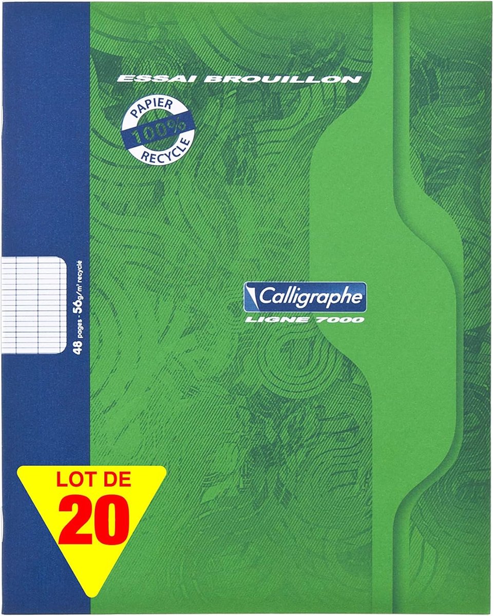 Thijox - Calligraphe 2148C Kladschriften Groen - 20 Pak - 17x22 cm - 48 Pagina's Grote Ruitjes - 56 g 100% Gerecycled Papier - Omslag Offset Karton