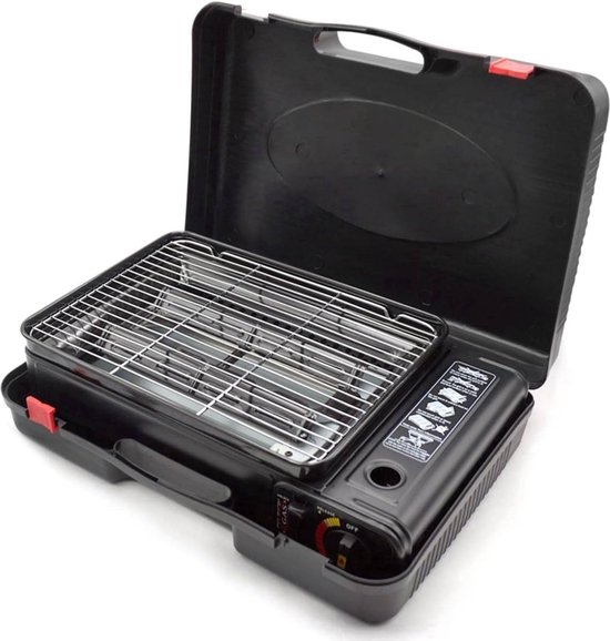 Draagbare Party Grill - 3in1 Camping Kooktoestel - Incl. 10x Gasflessen - Draagbare Gas BBQ voor Feest, Tuin en Kamperen - Onderhoudsarm en Geurvrij — afbeelding 3
