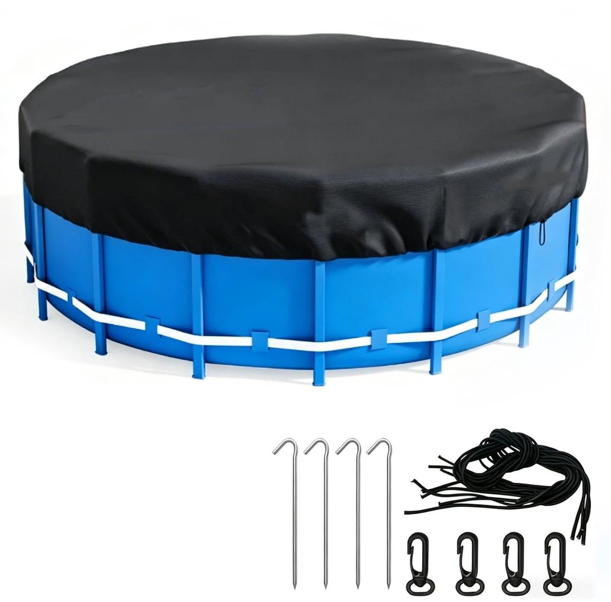 Inovra- Zwembadafdekking Ronde 244cm - Waterdicht - UV-bescherming - Robuust - Polyester - Vouwbaar - Zwembadzeil
