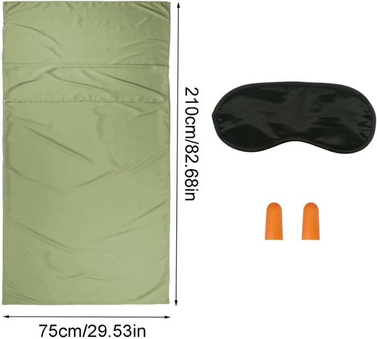 SnelShoppen - Huttenslaapzak Ultralichte Reisslaapzak 210x75 cm met Oogmasker en Oordopjes - Dun Comfort voor Zomer Rugzakreizen Hotels en Hutten — afbeelding 3