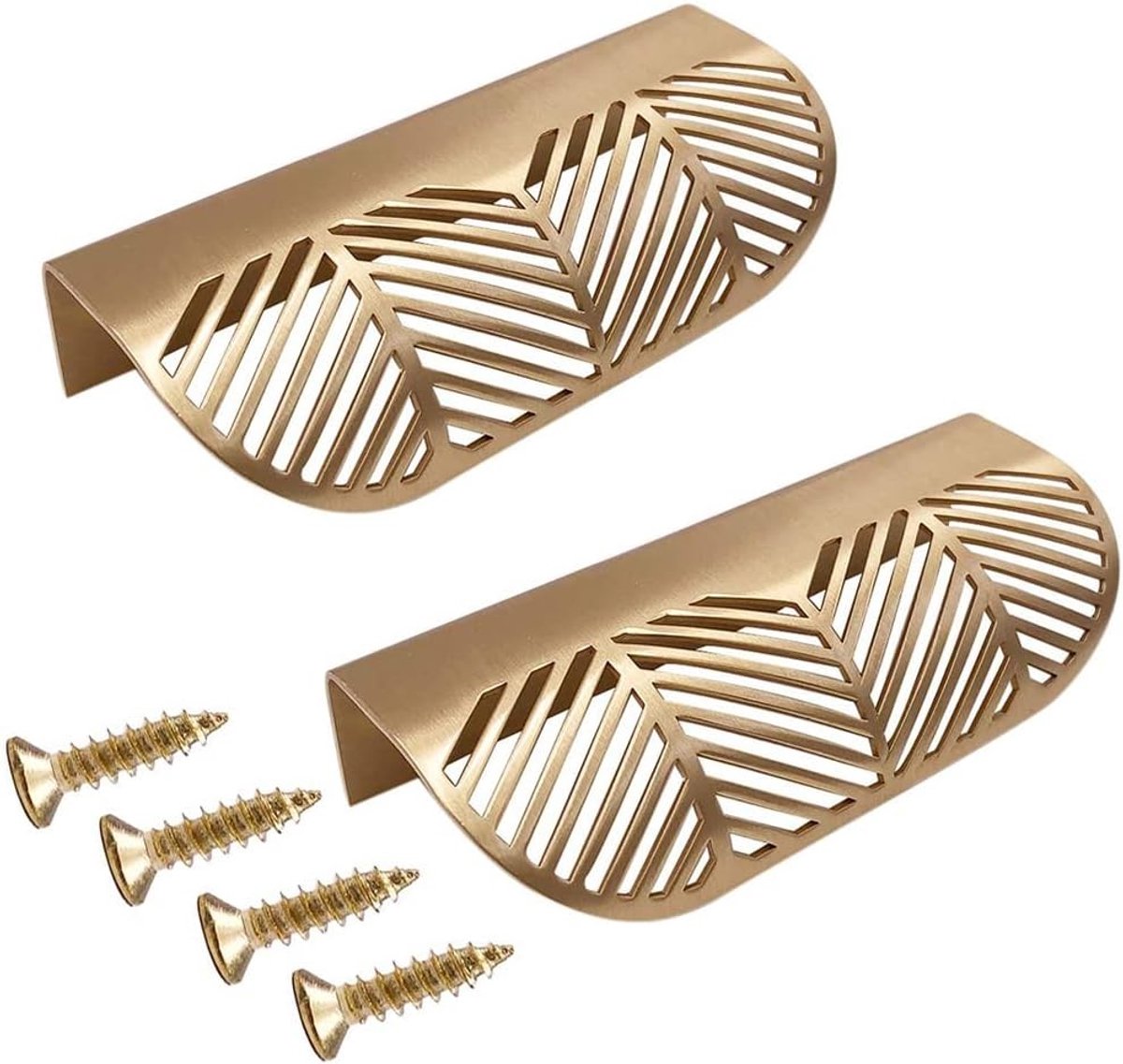 Bladvormige Deurknoppen in Messing Goud voor Kasten en Lades - Decoratieve Handgrepen voor Keuken en Badkamer (117mm Stijl 1)