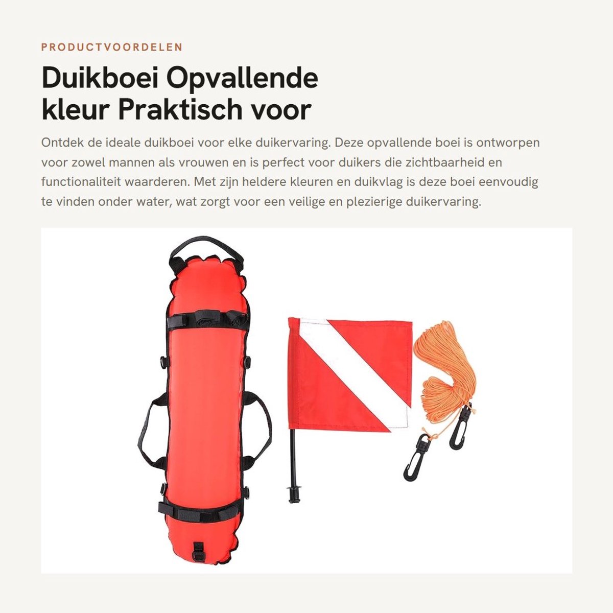 Inovra- Duikbal Opvallende Kleur - Nylon/TPU - 20 Meter Touw - Vijf D-ringen - Haken en Lussen - Automatische Blokkerende Lucht - Duikboei