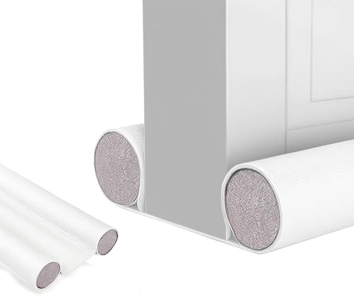 Thijox - Tochtstrip onder Deur en Ramen - Dubbele Tochtstrip - Kunstleer - Verstelbaar 32-94 cm - Akoestische Isolatie - Koude/Warmte Reducer - Windbl