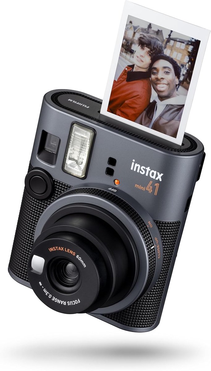 Thijox - Instax Mini 41 Instant Camera, Retro Zwart, Luxe Design, Automatische Belichting, Perfect voor Feestjes, Reizen en Kinderen