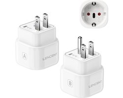 Thijox - LENCENT Type A en Type B Combi-Reisadapter voor VS, Canada, Mexico, Thailand, Vietnam, Dominicaanse Republiek, Costa Rica, Colombia - Reisste