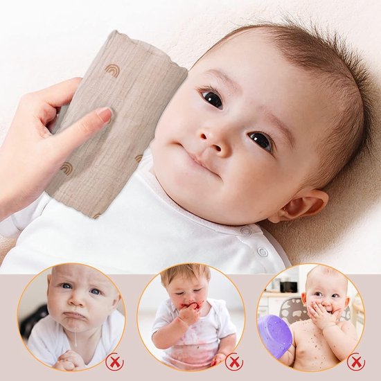 Muslin Baby Wash Cloth Pack of 10 - Burp Cloth 23 x 23 cm - Handkerchief Washcloths for Boys and Girls hydrofiele washandjes van Merkloos — afbeelding 2