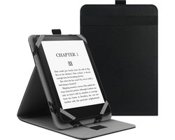 Universele Beschermhoes voor 6" 6.8" 7" eReaders, Folio Stand Cover met Handstrap Compatibel met Kobo/Tolino/Pocketook/Sony/paperwhite 6/6.8/7 inch e-book reader - Zwart