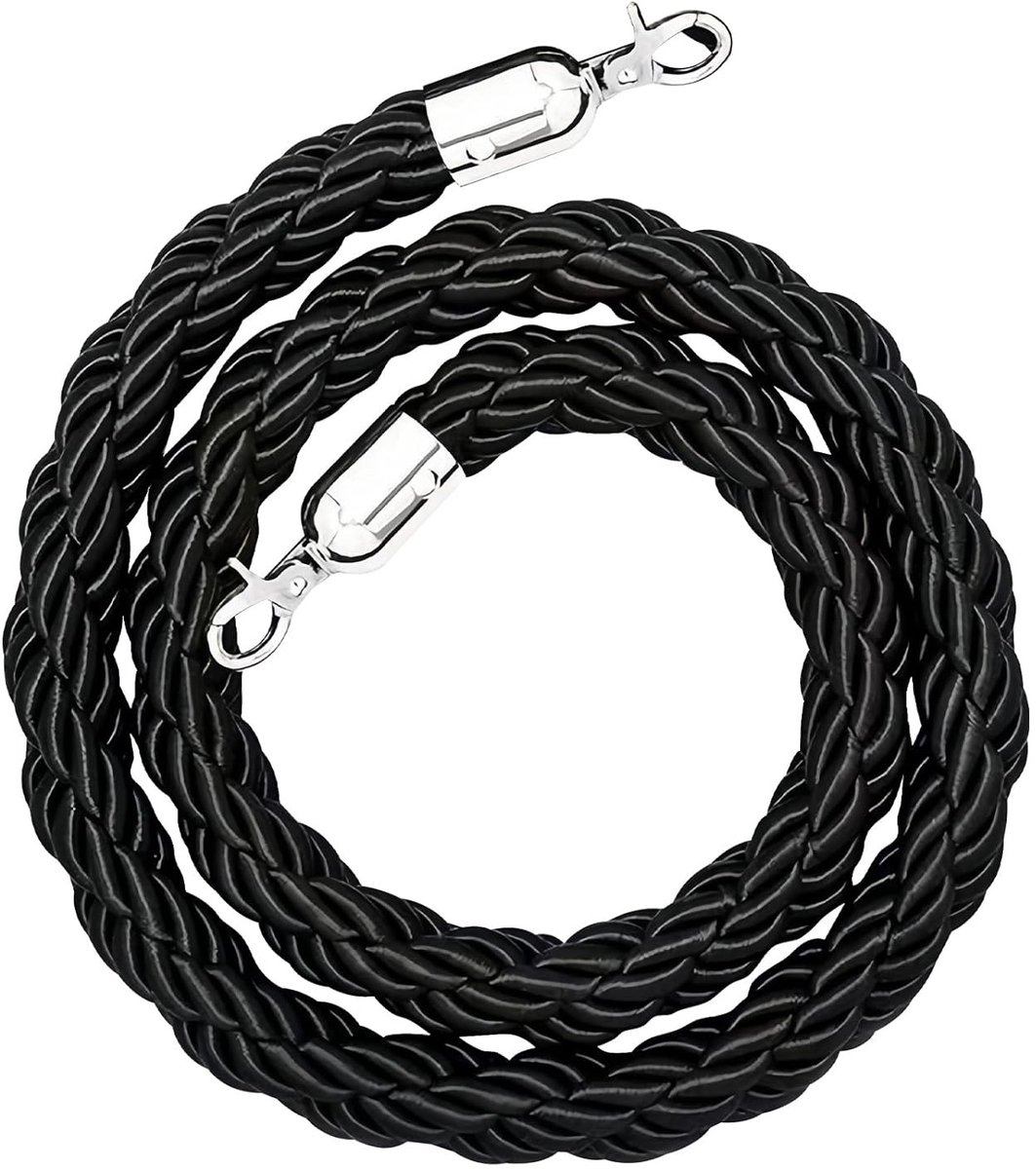 Zwarte Terminatiedraad: 1.5 m Kabel met Haakjes, Jute Touw voor Begeleidingssystemen, Perfect voor Evenementen en Hotels