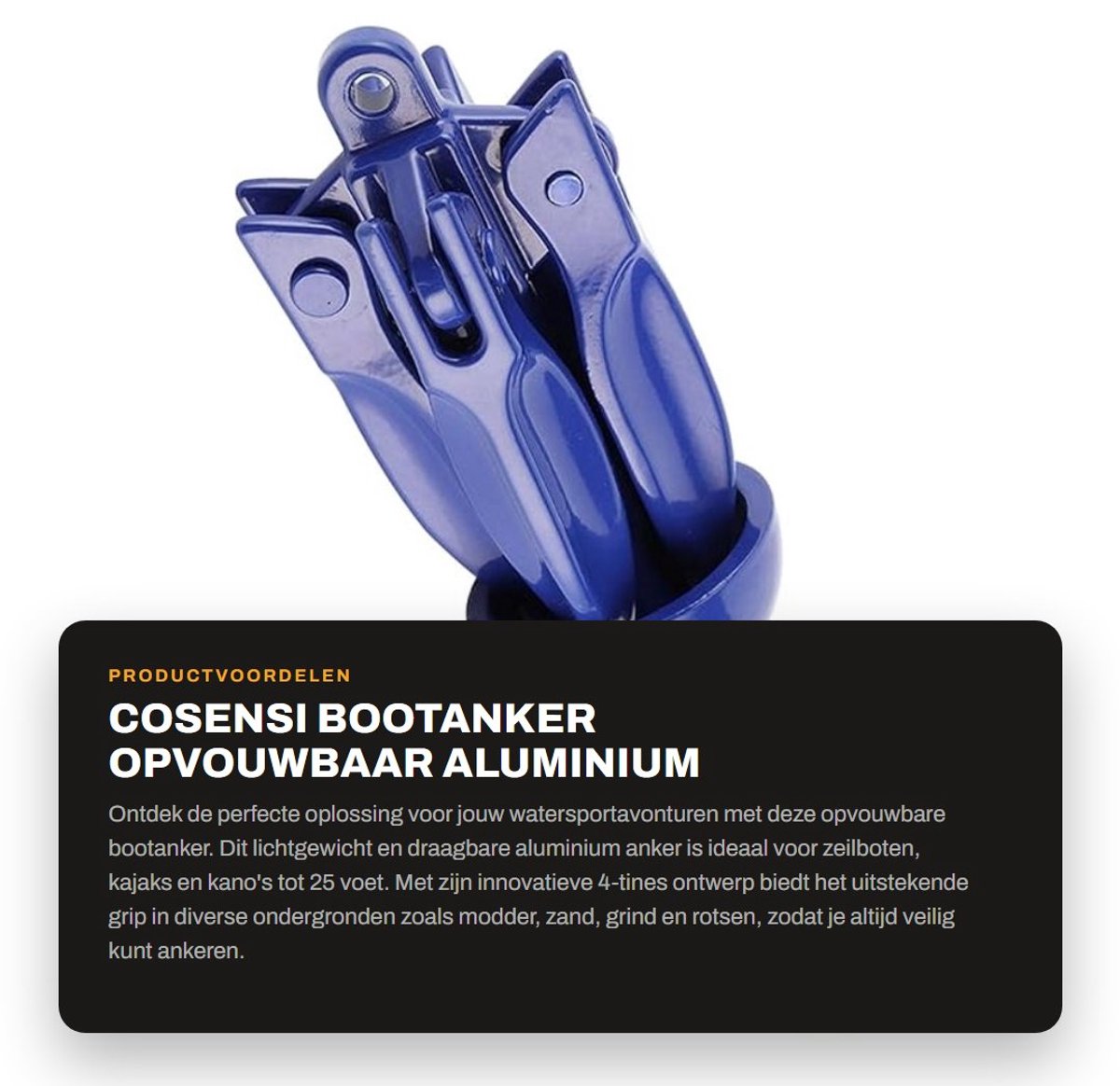 Dailygoods- Bootanker Opvouwbaar 4 Tines - Draagbaar Aluminiumlegering - Zeeanker - Visserijaccessoires - Geschikt voor Kajak/Canoe - Lichtgewicht en Duurzaam - Ankers