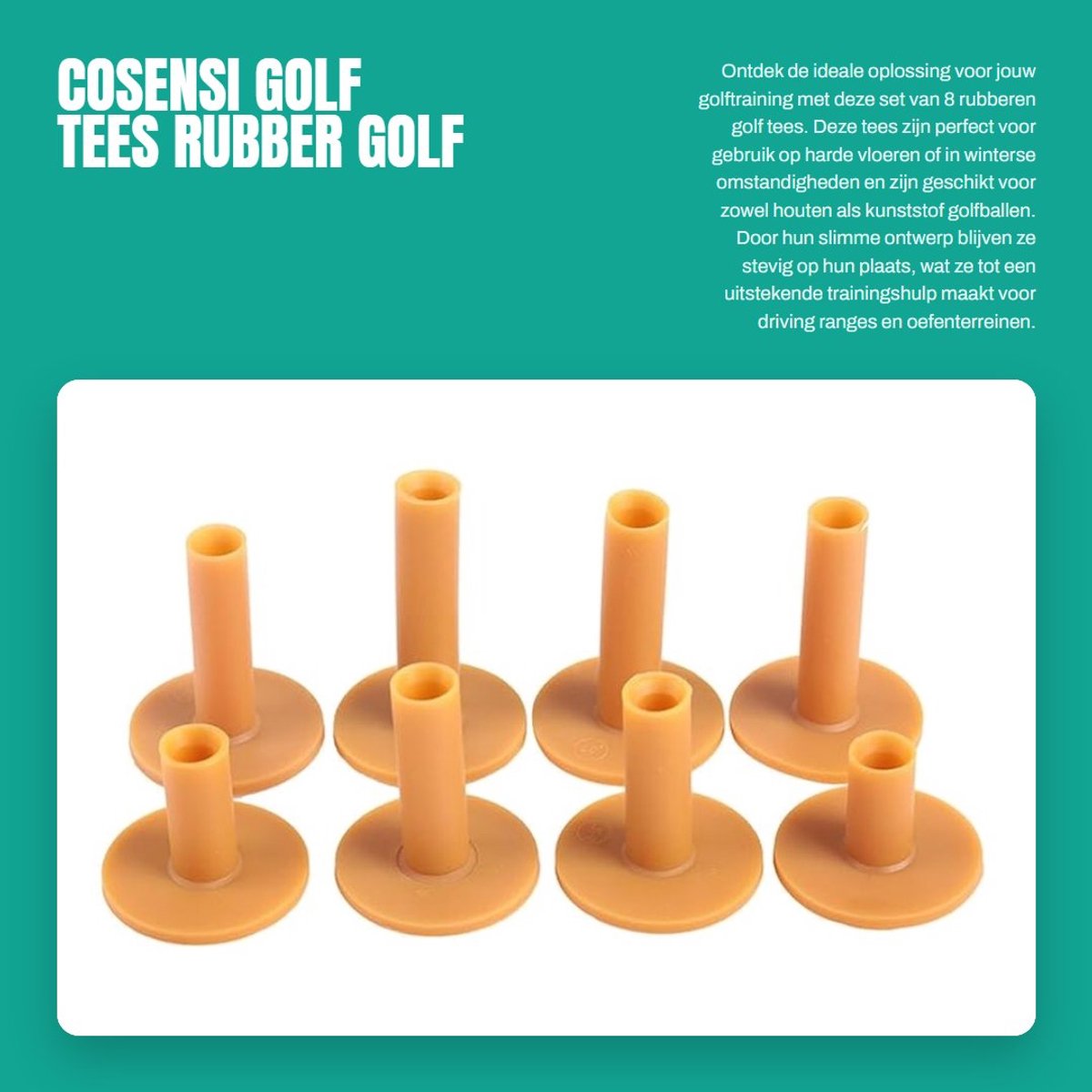 Dailygoods- Golf Tees Rubber - 8 Stuks - Duurzaam - Golf Accessoires - Trainingshulp - Geschikt voor Harde Vloeren - Golfballen