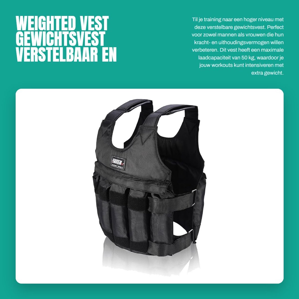 Dailygoods- Verzwarend Vest - Verstelbaar - Verzwaarde Kleding - Heren/Dames - Training - Maximale Belasting 50 kg - Gewichtsvest