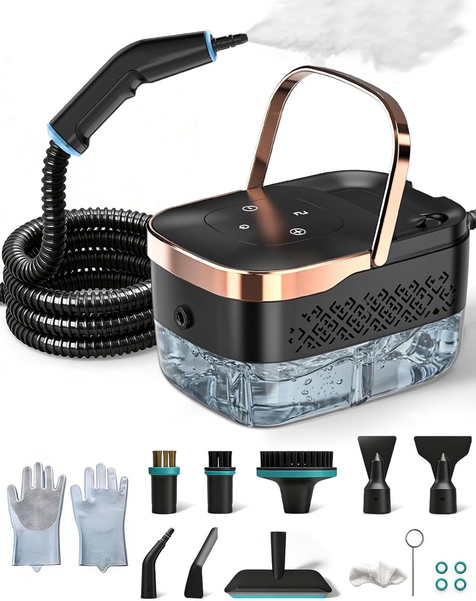 SnelShoppen - Stoomreiniger 2500W Handheld met 6 Snelheden, 8 Mondstukken, 1250ML Draagbare Hogedruk Stoomreiniger voor Keuken, Badkamer, Auto en Meer