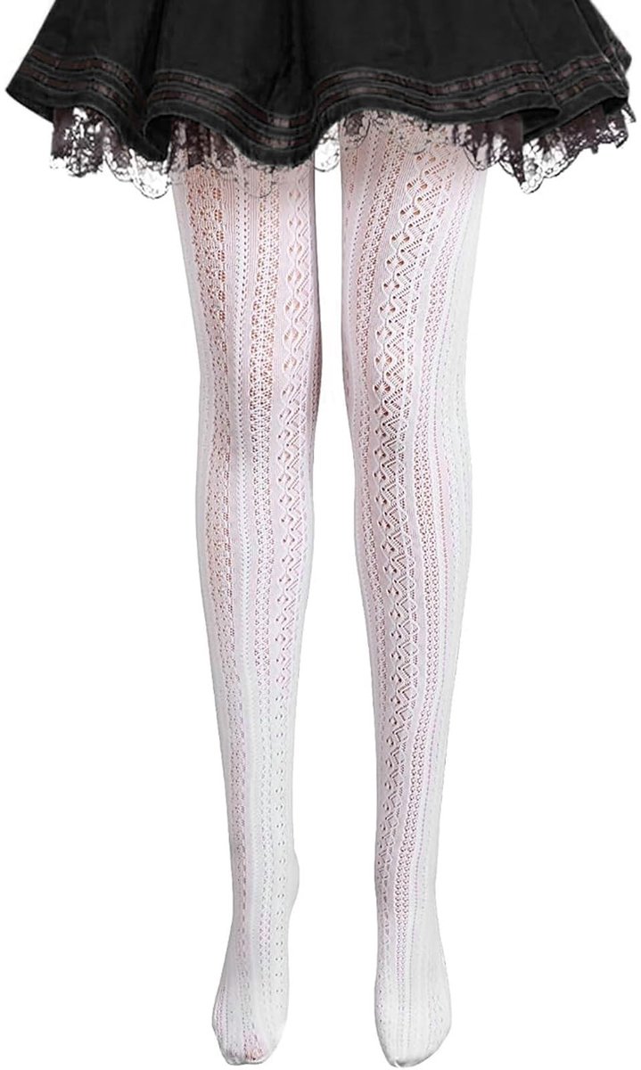 Dailygoods - Lolitas Sexy kousen van bloemenkant voor dames, traditionele, Beierse kanten panty met bloemenpatroon voor dames, eenheidsmaat