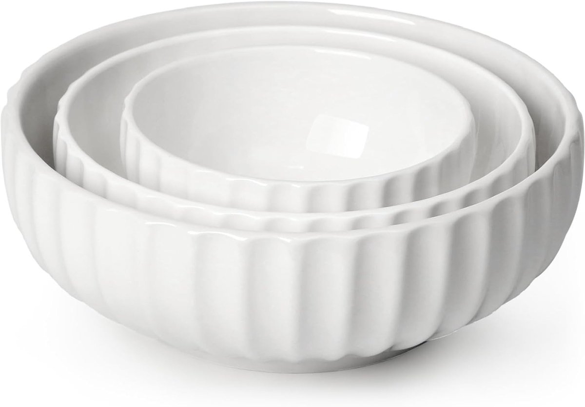 Set van 3 keramische saladekommen, 2.5L, 1.5L en 0.7L, ideaal voor fruit, pasta en serveren