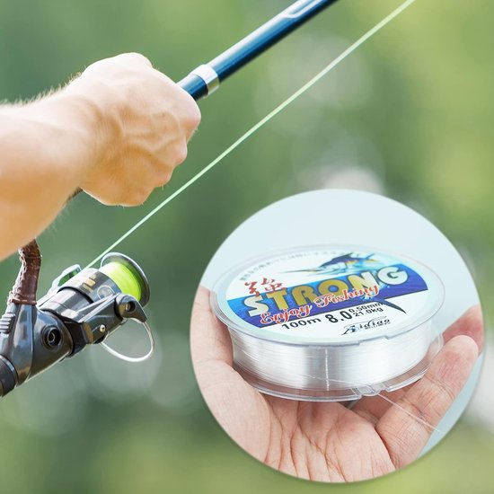 Dailygoods- Vislijn 100 meter - 0,5 mm Monofilament - Sterke Spanningsdraad - Slijtvaste Nylonlijn - Transparant - Maximaal 21 kg Belastbaarheid van Dailygoods — afbeelding 2