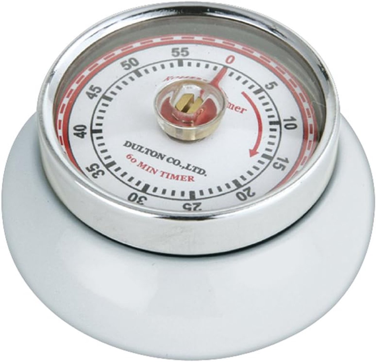 Thijox - Mechanische Keukentimer 60 Minuten - Staal Wit - Retro Eierwekker met Magneet - 2,75 Inch - Perfect voor Keuken, Koken en Bakken