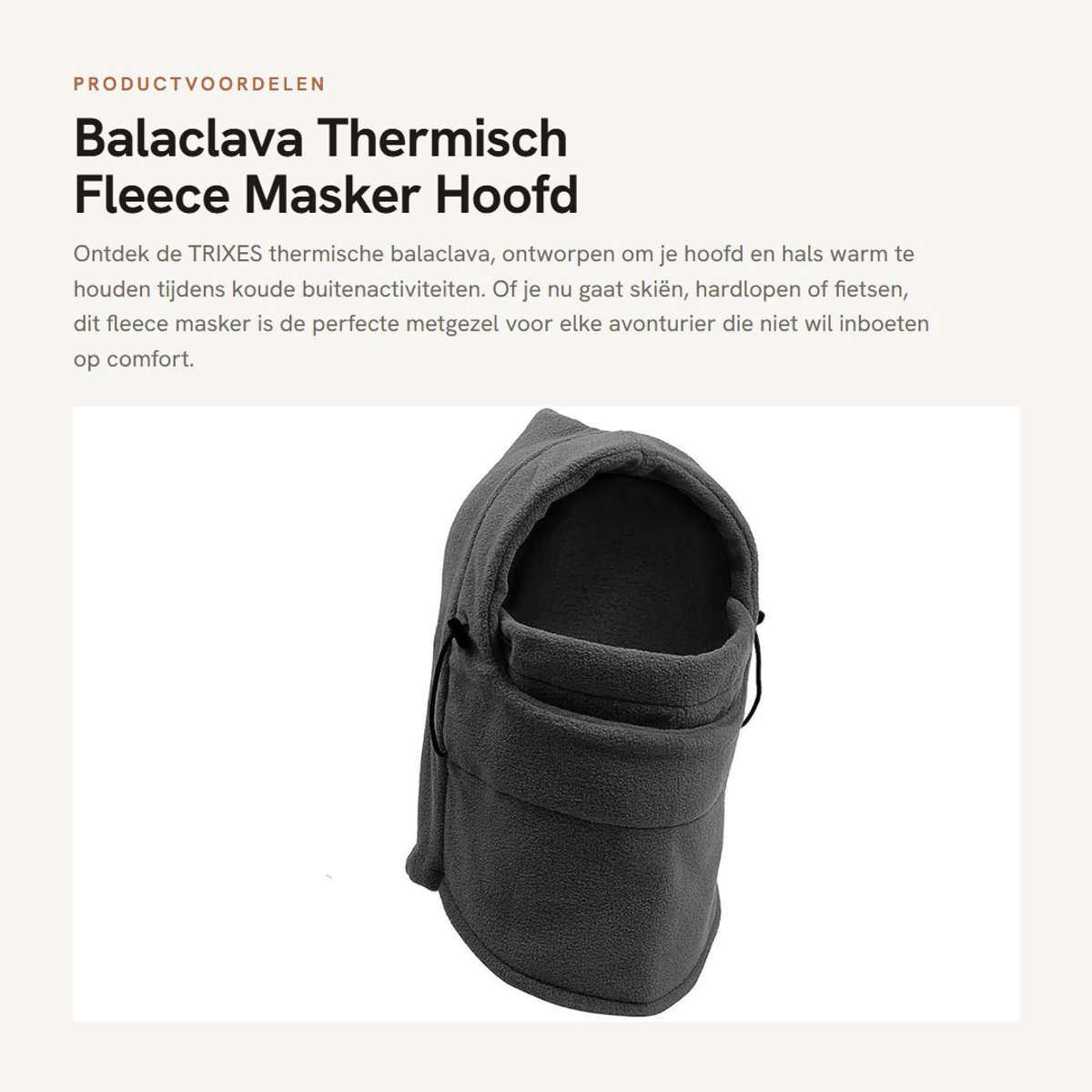 Dailygoods- Balaclava Thermisch Fleece - Bivakmuts Uniseks - Hoofd/Hals Bedekking - Warm en Comfortabel - Ideaal voor Buitenactiviteiten