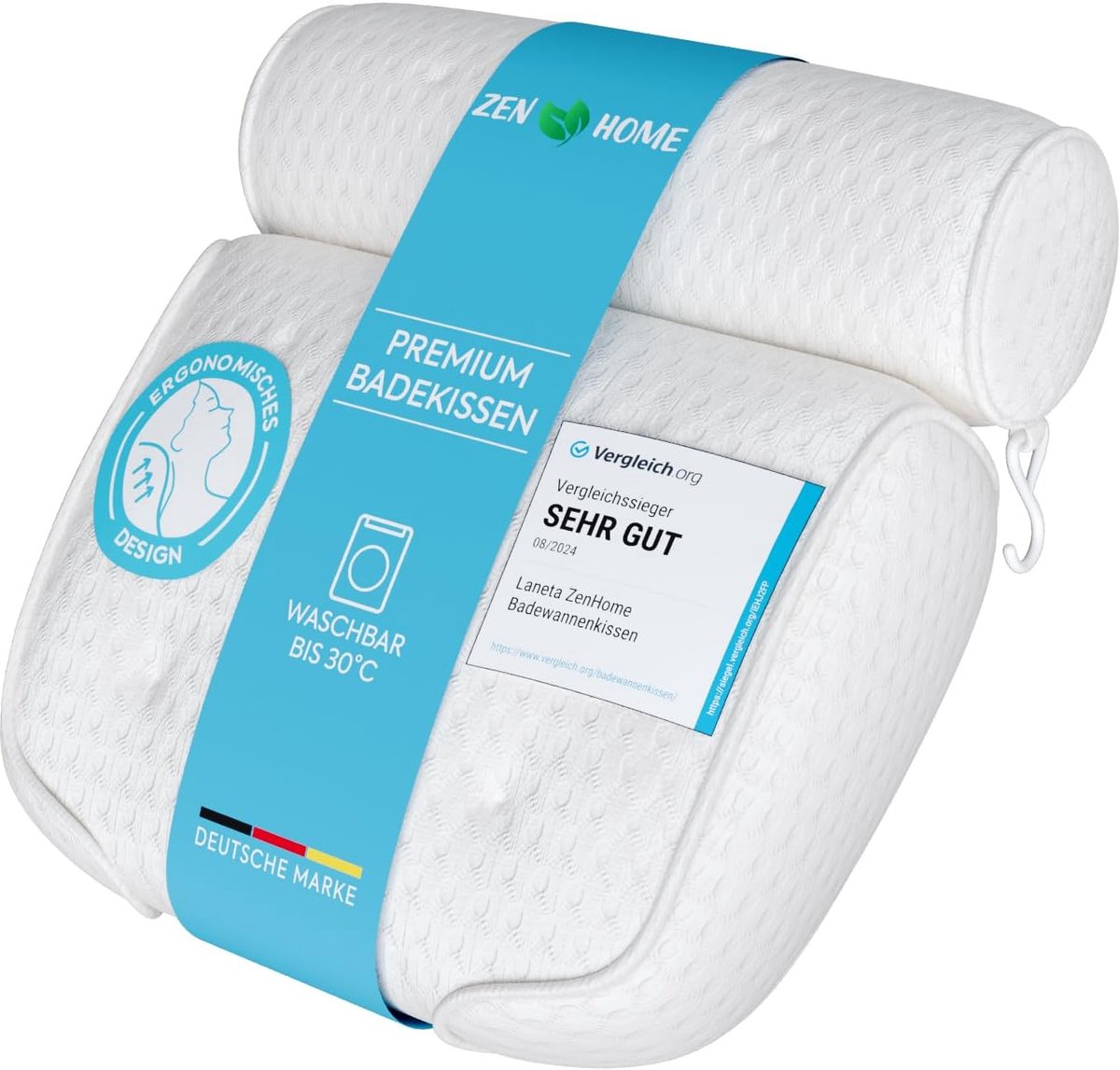 SnelShoppen - ZenHome Badkussen - Comfortabel Nekkussen voor Bad - 2 Kamers voor Optimale Ondersteuning - Met Sterke Zuignappen - Voor Ontspanning en