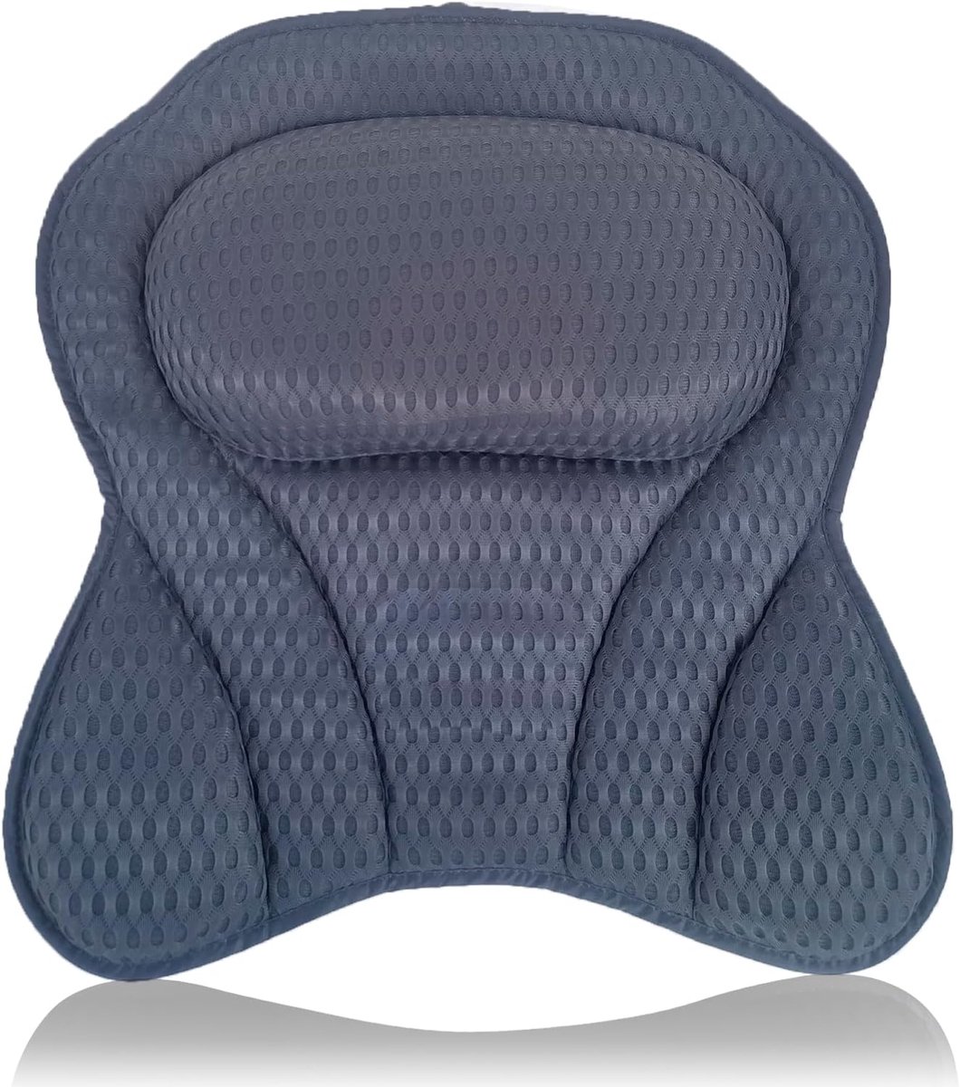 SnelShoppen - Soft Memory Foam Badkussen Ergonomisch - Niet-slip voor Nek en Rug - 4D Ventilatie - 6 Cups - Wit (Grijs)