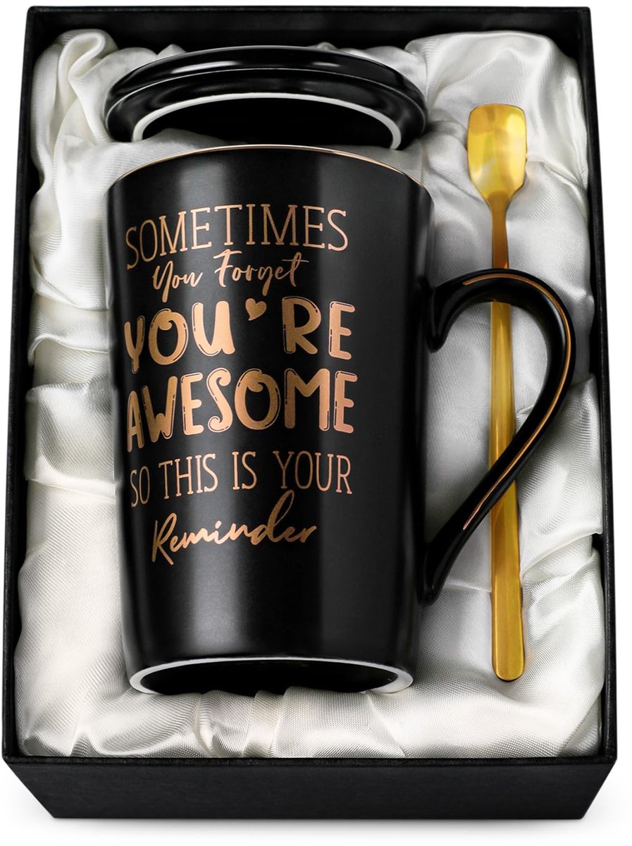 Dailygoods- Koffiemok 414 ml - Unieke Zwarte Keramische Mok - Inspirerende Cadeaus - Kerstcadeaus voor Vrienden - Praktisch en Verfijnd - Perfect voor Mannen en Vrouwen - Cadeaumok
