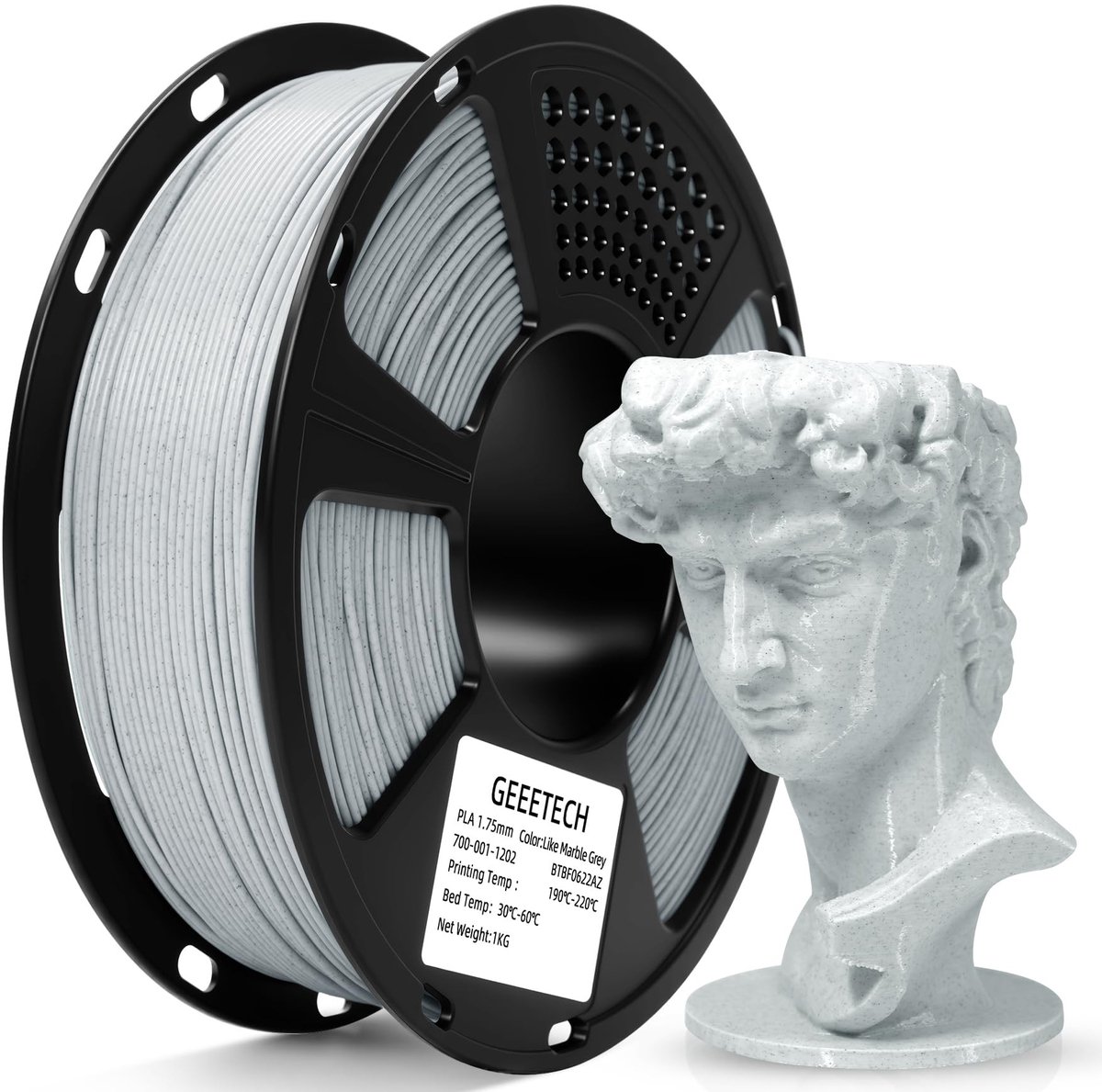 Dailygoods- PLA-Filament 1,75 mm - 3D-printer Filament - 1 kg Spoel - Hoge Precisie +/- 0,03 mm - Vacuüm Verpakt - Geen Klitten en Verstopping - 3D-printfilament