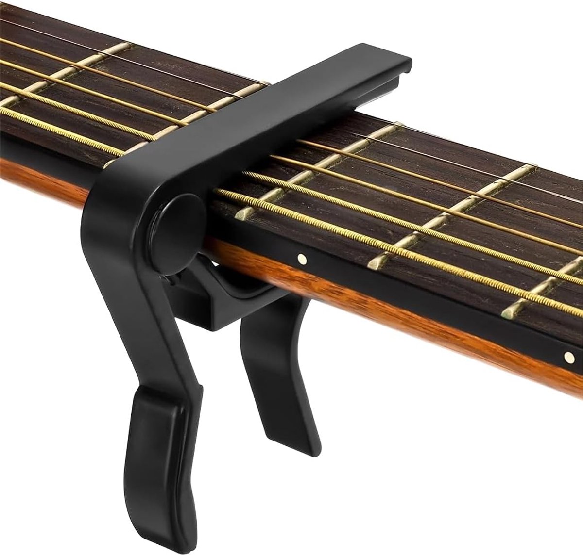 Thijox - Capodaster Gitaar voor 6 Snaren - Gitaarcapo van Legering voor Akoestische en Elektrische Gitaar, Ukelele, Mandoline, Banjo - Zwart - Ideaal