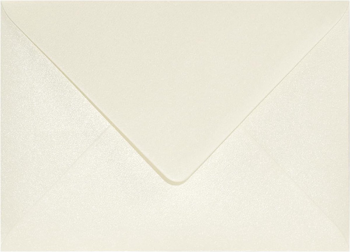 Thijox - Netuno 25 Parelmoer Crème Enveloppen 125x175mm Aster Metallic Cream Puntflap Zonder Venster voor Uitnodigingen, Wenskaarten en Bedankbriefjes