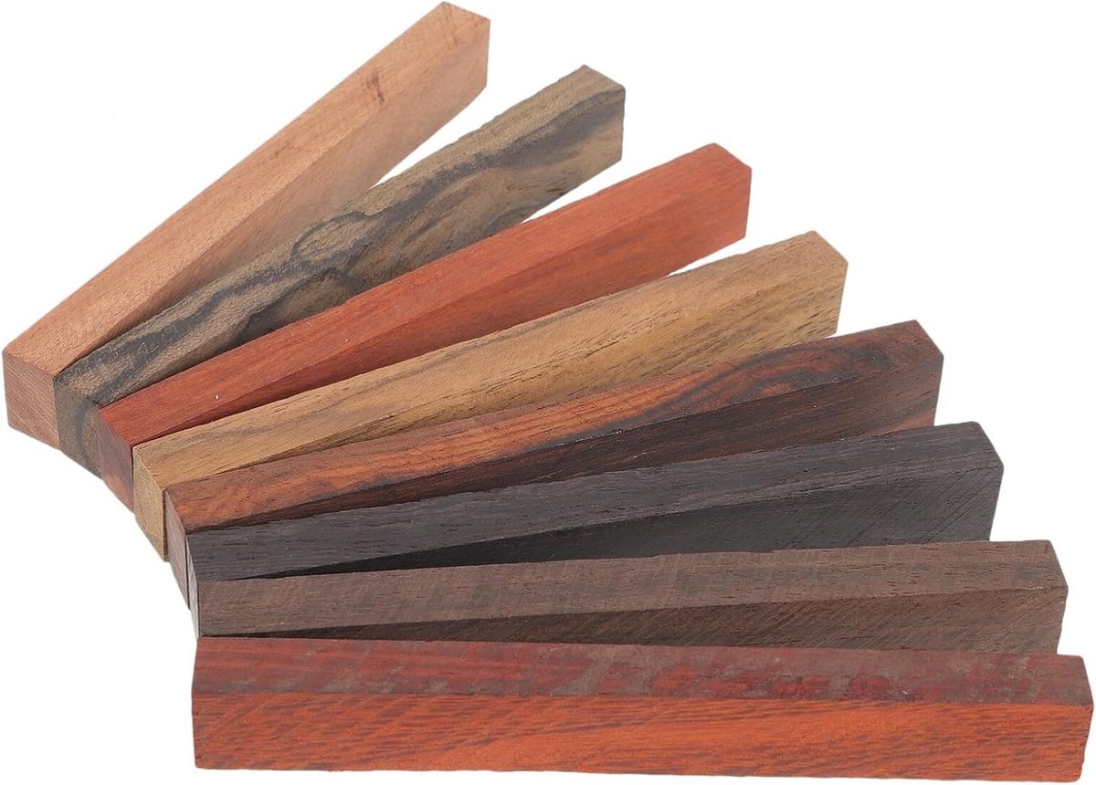8 Stuks Houten Lege Blanks voor Draaien, Exotische Houten Marker en Onbewerkt Hout voor DIY Houtsnijwerk