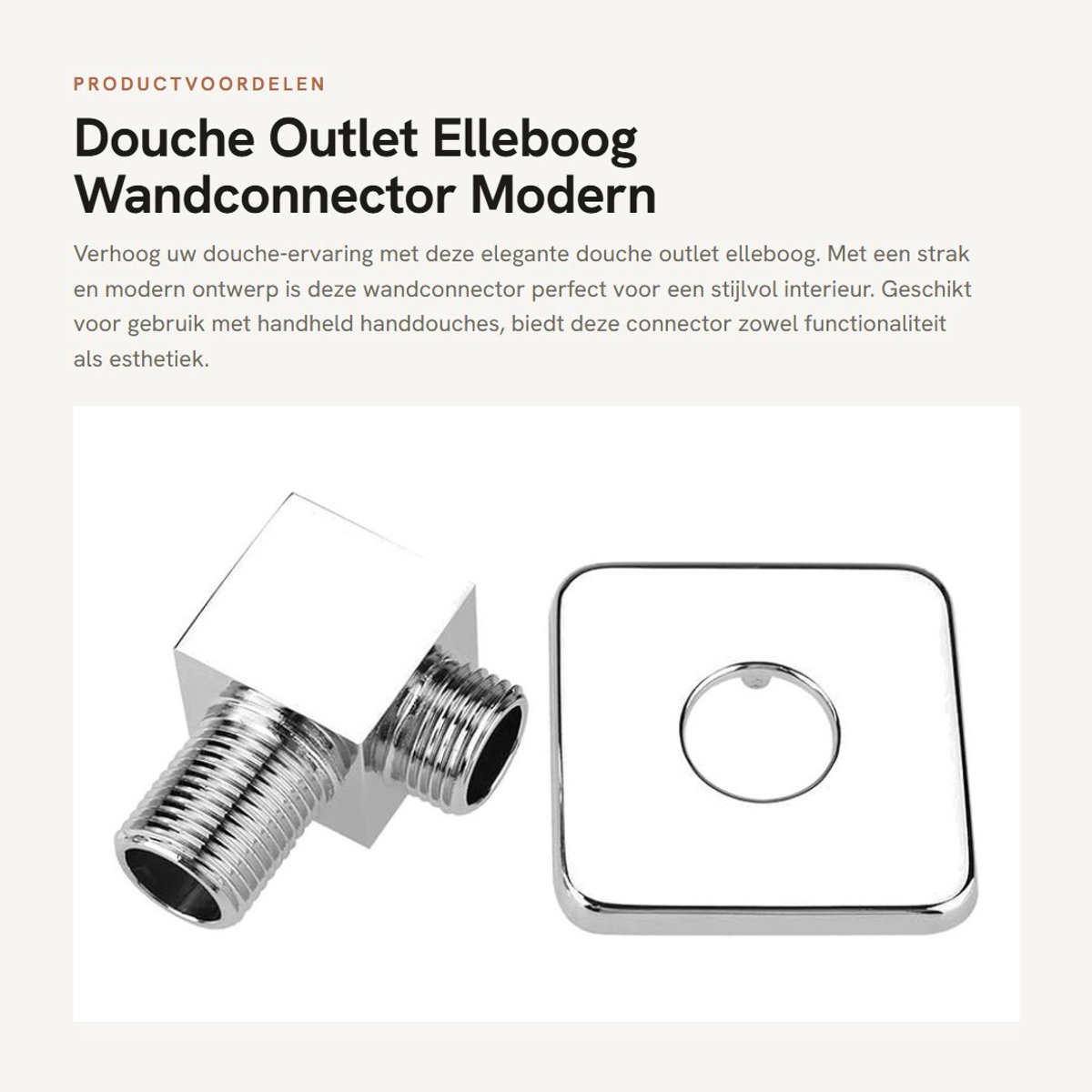 Dailygoods- Douche Outlet Elleboog - Wanduitlaat - Handdouche Connector - Messing - Chrome Afwerking - G1/2 Schroefdraad