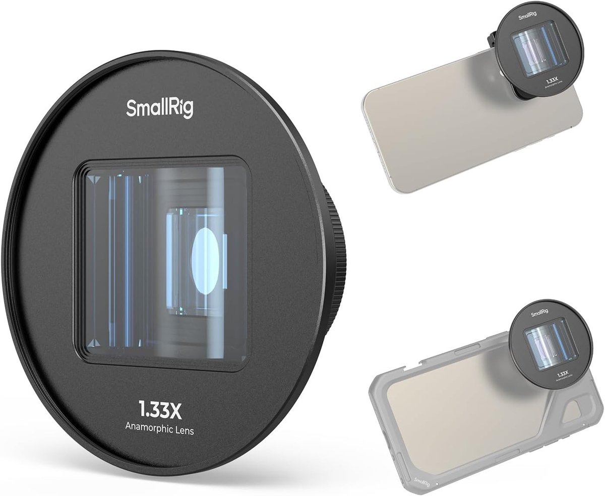 Anamorphic Lens 1.33X voor Mobiele Telefoons, 2.4:1 Widescreen Film Lens met T Mount, Geschikt voor iPhone 15/14/13 en Samsung S21/S22 Series - Ideaal voor Creatieve Video's en Fotografie