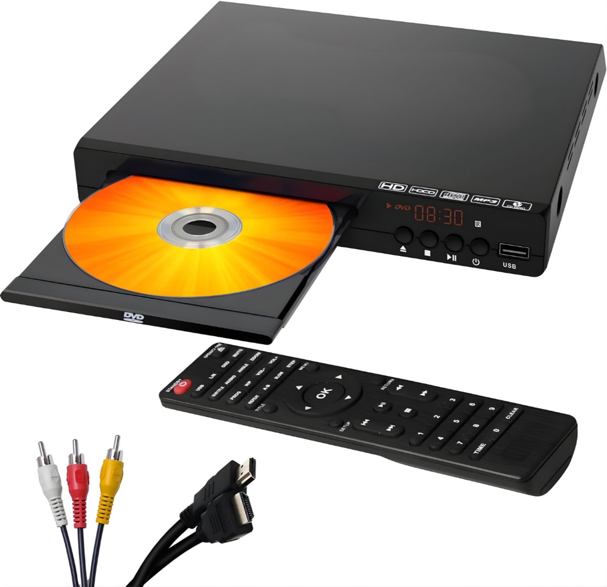 Ploutos® DVD Speler Met HDMI - Play HD Dvd Speler – Regiovrije Videospeler Multi Regio – HDMI Uitgang- Zwart - 28cm x 27cm x 7cm