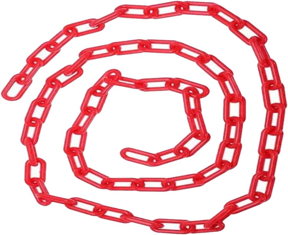 Veiligheidsketting van 25 m x 6 mm - Isolatie voor transportsystemen, decoratieve tuinhekken en straatpalen - Rood kunststofmateriaal