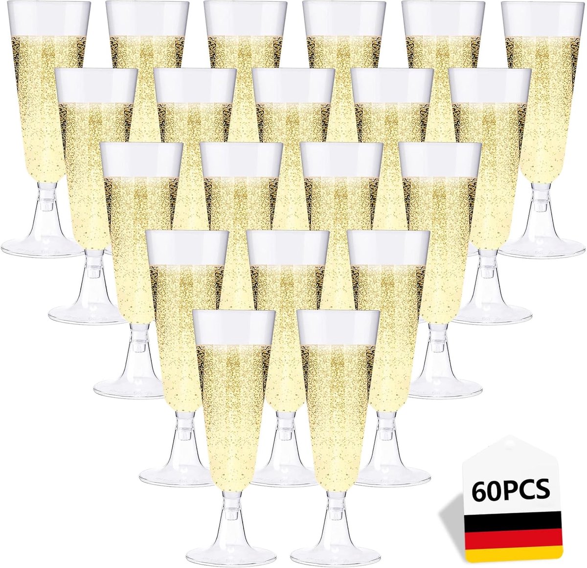 Champagneglazen 60 stuks - Plastic - Kristalhelder - Elegante Wijnglazen - 160 ml - Voor Bruiloft/Feesten - Plastic Glazen