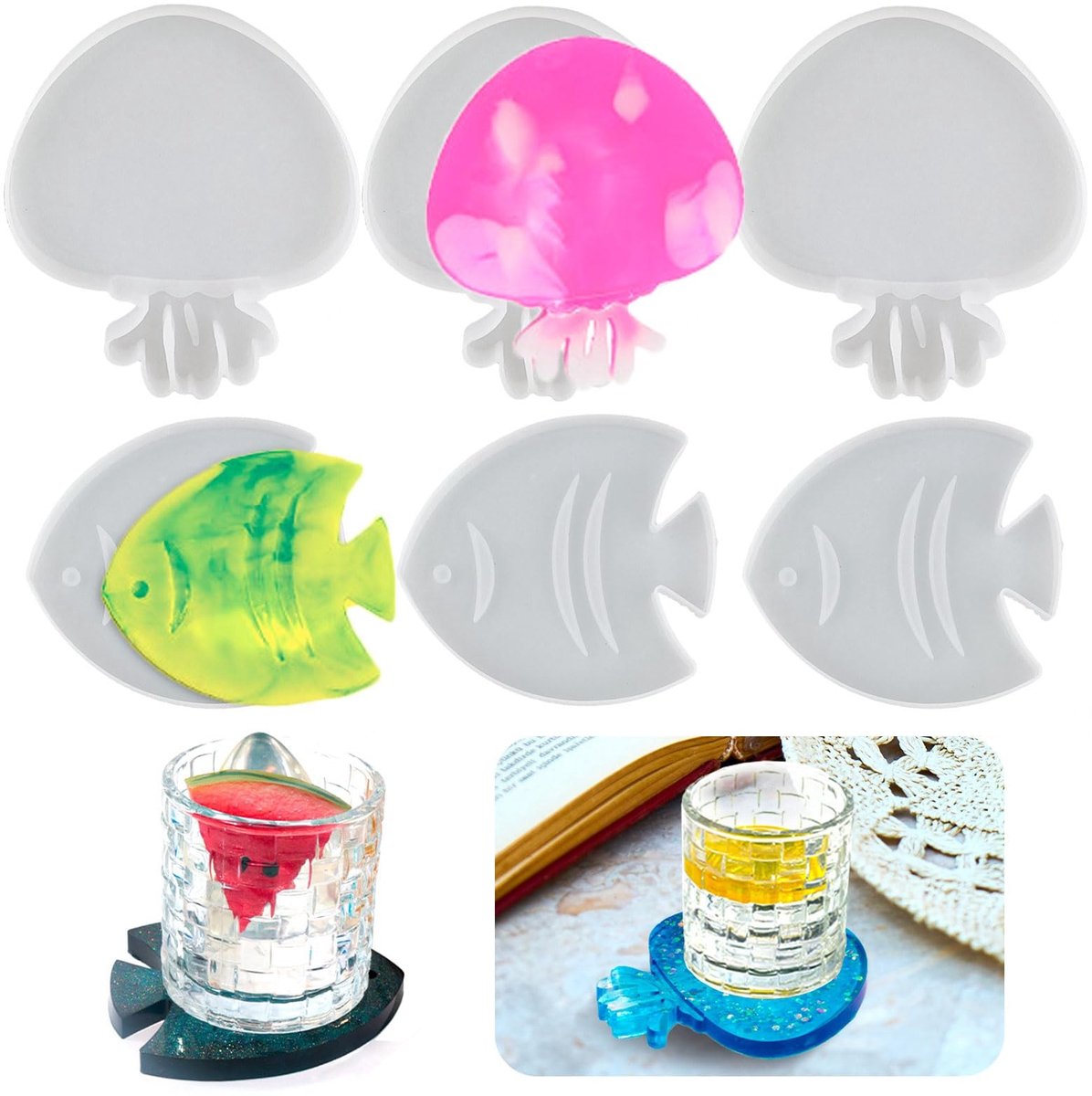 Dailygoods- Onderzetters Siliconen - 6 Stuks - Gietvorm - DIY Onderzetters - Schotelmatten - Makkelijk te Reinigen - Unieke Bloemvormen