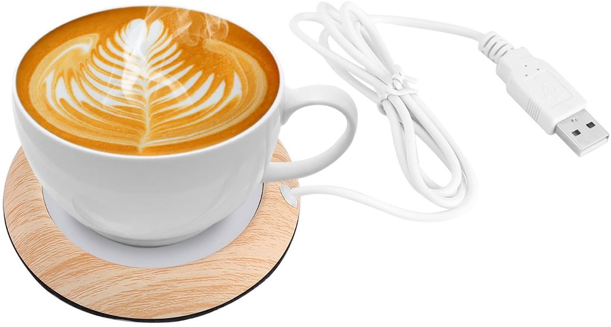 Dailygoods - USB-koffiemok Warmer Coaster - Houten korrel - Heat Drink Mug Mat - Voor kantoor en thuisgebruik