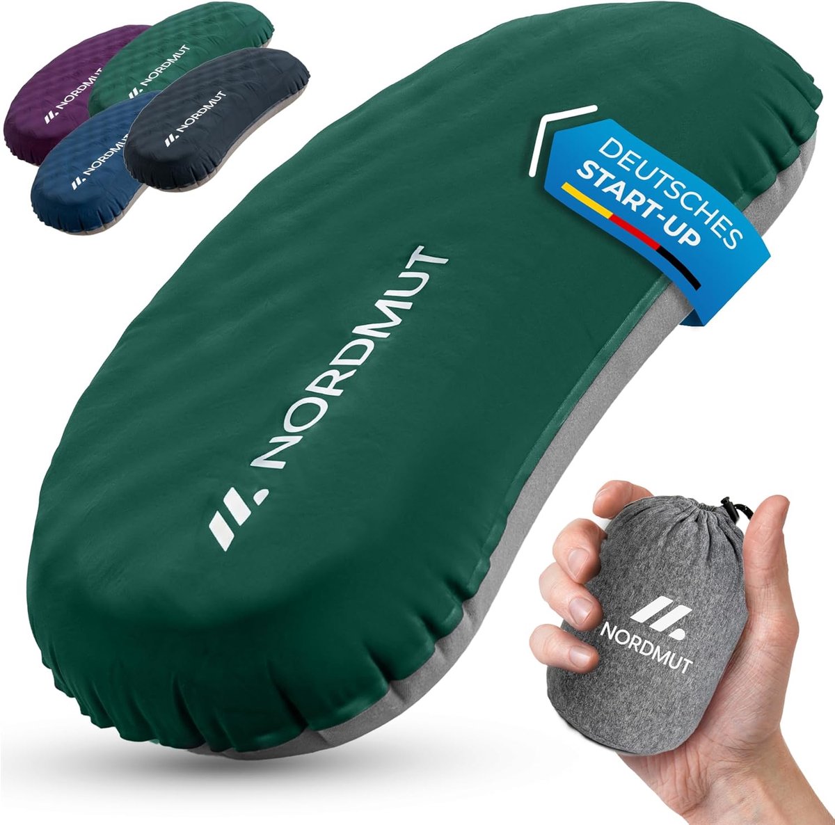 Thijox - Opblaasbaar Kampeerkussen SoftSleep+ - Comfortabel Ultralicht Reis Kussen - Compact en Ruimtebesparend - Inclusief Wasbare Kussensloop - Groe
