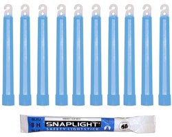 SnelShoppen - Cyalume SnapLight Kniklichten Blauw - 10 Stuks Glow Sticks 15 cm - Ultra Helder met Haken - Brandduur 8 Uur - Ideaal voor Duiken, Campin