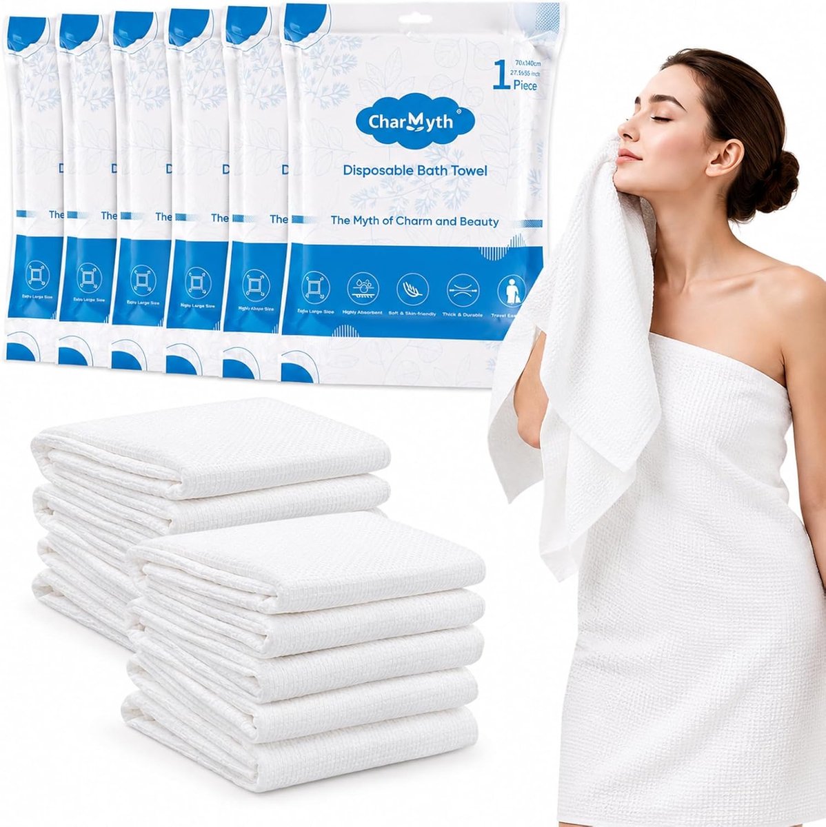 Thijox - Wegwerp Badhanddoek 6-Pack 140x70cm - Grote Handdoeken voor Kappers, Lichaam, Gezicht, Reizen, Camping, Feest, Luxe Zacht Materiaal