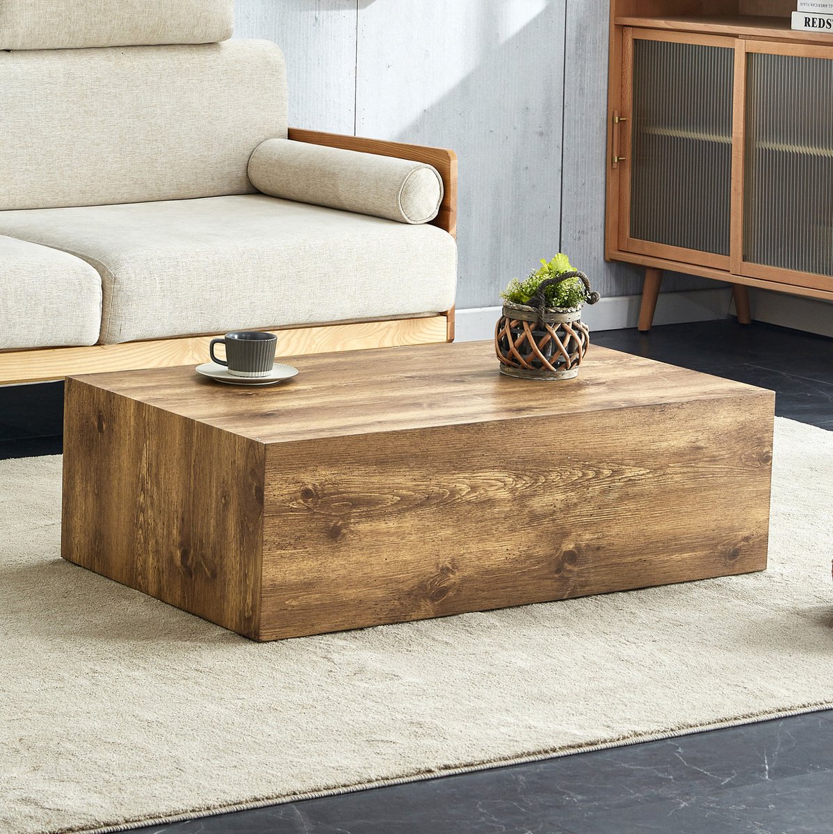 MIVRAY Salontafel - Rechthoekige Koffietafel Met Houtnerf - Voor Woonkamer En Dagelijks Gebruik - MDF - 90x50x30 Cm - Houtkleur
